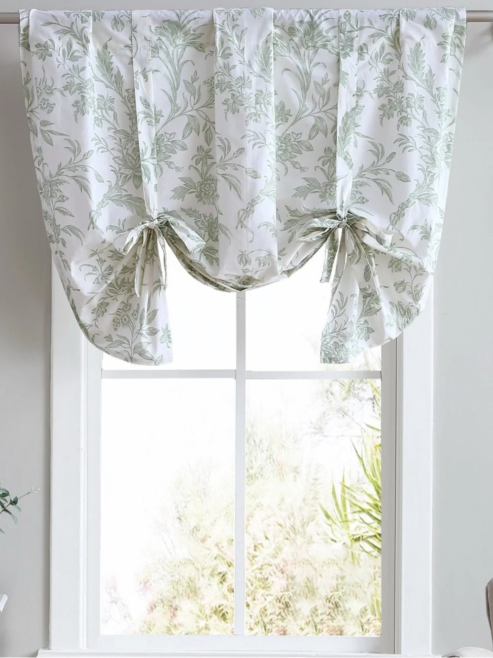 Laura Ashley Cream and Sage Floral Balloon Shade with Front Ties